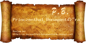 Princzenthal Bonaventúra névjegykártya